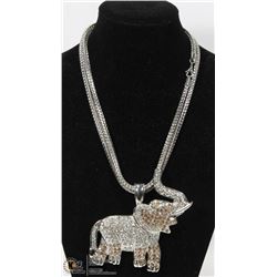 RHINESTONE ELEPHANT PENDANT WITH 34" CHAIN