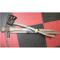 VINTAGE "CHOPPER" SPLITTER, PICK AXE & SLEDGE