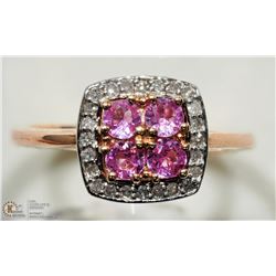 #26 -10K ROSE GOLD SAPPHIRE & DIAMOND HALO RING