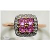 Image 1 : #26 -10K ROSE GOLD SAPPHIRE & DIAMOND HALO RING