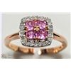 Image 2 : #26 -10K ROSE GOLD SAPPHIRE & DIAMOND HALO RING