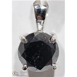 #27 -10K W. GOLD BLACK DIAMOND SOLITAIRE PENDANT