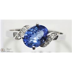 #29 -10K W. GOLD TANZANITE & DIAMOND TWIST RING