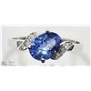 Image 1 : #29 -10K W. GOLD TANZANITE & DIAMOND TWIST RING
