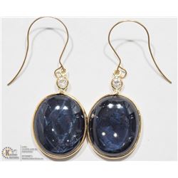 #30 -14K Y.GOLD SAPPHIRE & DIAMOND DROP EARRINGS