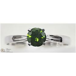 #35 -10K W. GOLD GREEN DIAMOND VS1 SOLITAIRE RING