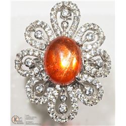 #38 -ST. SILVER SUNSTONE TWO-IN-ONE RING/PENDANT