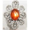 Image 1 : #38 -ST. SILVER SUNSTONE TWO-IN-ONE RING/PENDANT