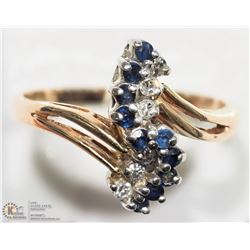 #43 -10K Y. GOLD SAPPHIRE & DIAMOND S CURVE RING