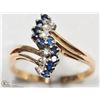 Image 2 : #43 -10K Y. GOLD SAPPHIRE & DIAMOND S CURVE RING
