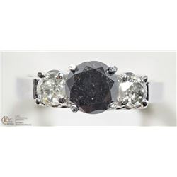 #48 -14K WHITE GOLD BLACK & WHITE DIAMOND RING