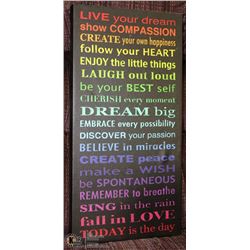 22) CANVAS PICTURE SAYING WITH PICTURE FRAME