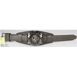 NEW FOSSIL DAYDATE LEATHER STRAP MEN WATCH 43MM