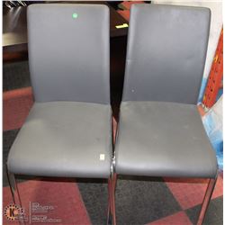GROUP OF 2 CHROME LEG GREY LEATHERETTE SIDECHAIRS