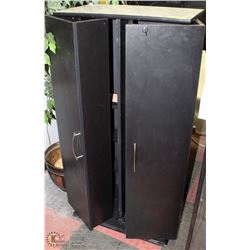 BLACK WOOD 2 DOOR, 17 SHELF MEDIA
