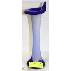 WHITE AND BLUE  ART GLASS VASE