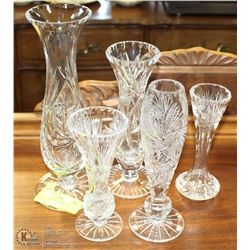 LOT OF 5 PINWHEEL CRYSTAL VASES
