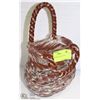 Image 1 : RED ART GLASS CANDY CANE BASKET
