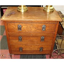 ANTIQUE OAK 3 DRAWER CABINET/DRAWER