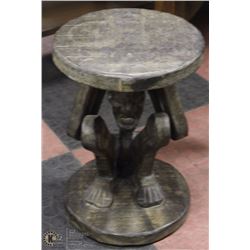 HAND CRAFTED WOOD PERSON TABLE/STOOL