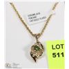 Image 1 : GENUINE JADE 14K GOLD PLATED PENDANT & NECKLACE