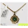 Image 1 : GENUINE JADE 14K GOLD PLATED PENDANT & NECKLACE