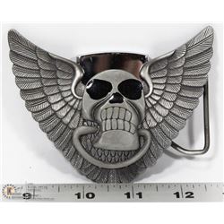 SKULL & WINGS BELT BUCKLE WITH BUILTIN ZIPPO STYLE