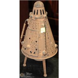 VINTAGE SCRAP METAL ROCKET SHIP CANDLE HOLDER-