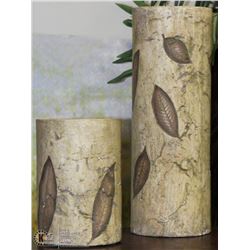 9) 2 CERAMIC PLANT/CANDLE HOLDERS