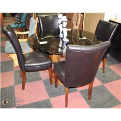 SMOKED GLASS CARVED WOOD PEDESTAL DININGROOM