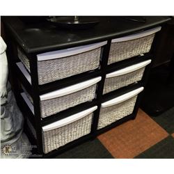 CHEST OF DRAWER (6 WICKER DRAWERS) 33"X33"X16"