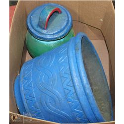 BOX OF MEXICAN POTTERY