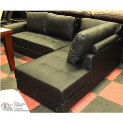 NEW BLACK LEATHERETTE 'L' SHAPE SECTIONAL
