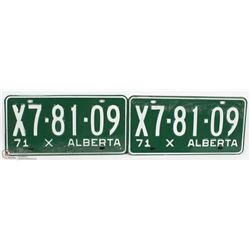 LOT OF TWO 1971 ALBERTA LICENSE PLATES