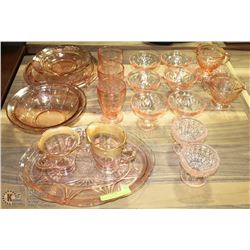 ESTATE PINK DEPRESSION GLASS LOT INCL. OBLONG