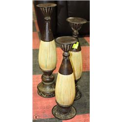 3 LARGE SHOWHOME CANDLEHOLDERS METAL