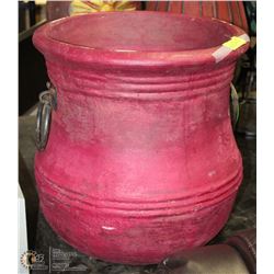 MEXICAN POT WITH 2 WROUGHT IRON HANDLES 20"X20"