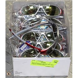 BOX OF REPLICA SILVER AND GREY OAKLEY SUNGLASSES