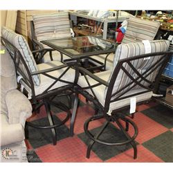 PUB STYLE PATIO TABLE AND CHAIR SET WITH CUSHIONS