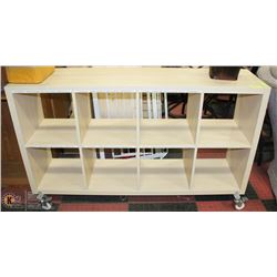 8 CUBBY VENEER CABINET ON WHEELS