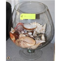 LARGE BRANDY GLASS WITH DECORATIVE SHELLS