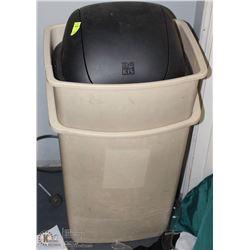 LOT OF 3 PLASTIC GARBAGE CANS AND MORE