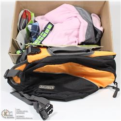 LOT OF NEW DOG ITEMS INCL BACKPACK FOR DOGS,