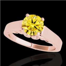 1.25 CTW Certified Si Fancy Intense Yellow Diamond Solitaire Ring 10K Rose Gold - REF-180N2Y - 35154