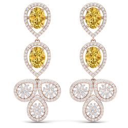 8.15 CTW Royalty Canary Citrine & VS Diamond Earrings 18K Rose Gold - REF-272M8F - 39094