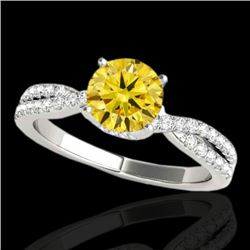1.3 CTW Certified Si Fancy Intense Yellow Diamond Solitaire Ring 10K White Gold - REF-174X5T - 35280