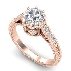 1.25 CTW VS/SI Diamond Solitaire Art Deco Ring 18K Rose Gold - REF-400X2T - 36906