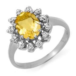 1.14 CTW Citrine & Diamond Ring 14K White Gold - REF-30N8Y - 12478