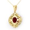 Image 2 : 6.26 CTW Ruby & Diamond Pendant 14K Yellow Gold - REF-139F6M - 13029