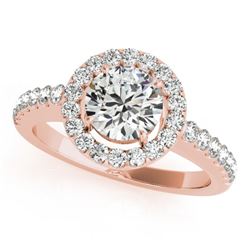 0.76 CTW Certified VS/SI Diamond Solitaire Halo Ring 18K Rose Gold - REF-128N8Y - 26327